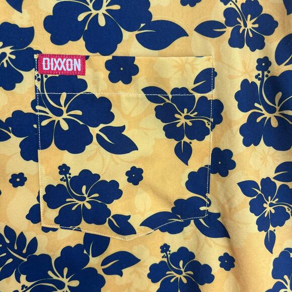 Dixxon Button Up Shirt Mens XL Aloha Series D-Lite Yellow Hibiscus Short Sleeve - Picture 12 of 14